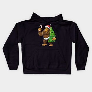 Bigfoot Sasquatch Santa Hat Christmas Xmas Tree Boys Kids Kids Hoodie